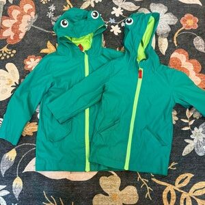 2 Toddler Cat & Jack Green Frog Hood Rain Coats Size 5T and Size 2T